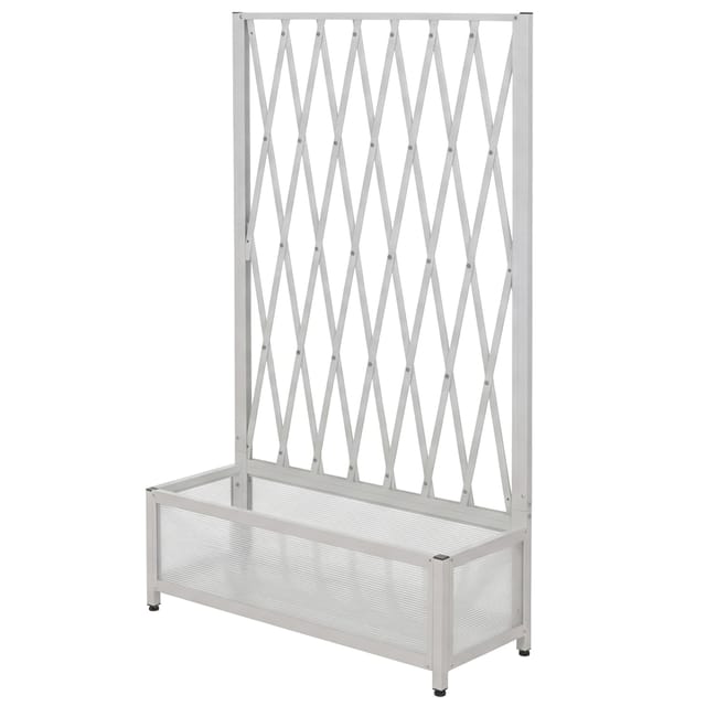 Alu-Rankgitter HHG-577, Scherengitter Rankhilfe Blumenkasten Pflanzkübel, Stahl 152x90x35cm weiß