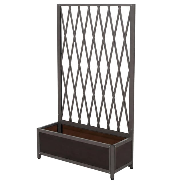 [NEUWERTIG] Alu-Rankgitter HHG-577, Scherengitter Rankhilfe Blumenkasten Pflanzkübel, Stahl 152x90x35cm grau