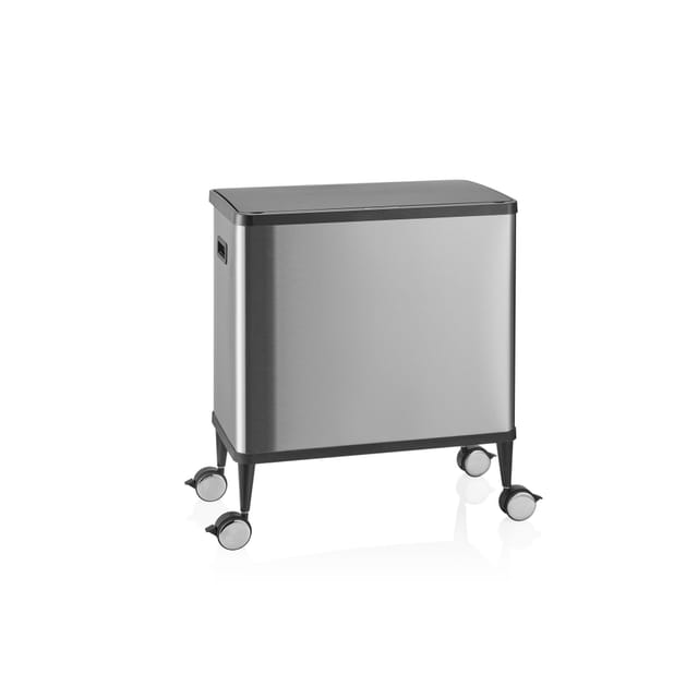 Sensormülleimer / Mülltrennsystem Clean Mobile 2 Fächer 48L (2x24L) inkl. Rollen Edelstahl silber hjh OFFICE