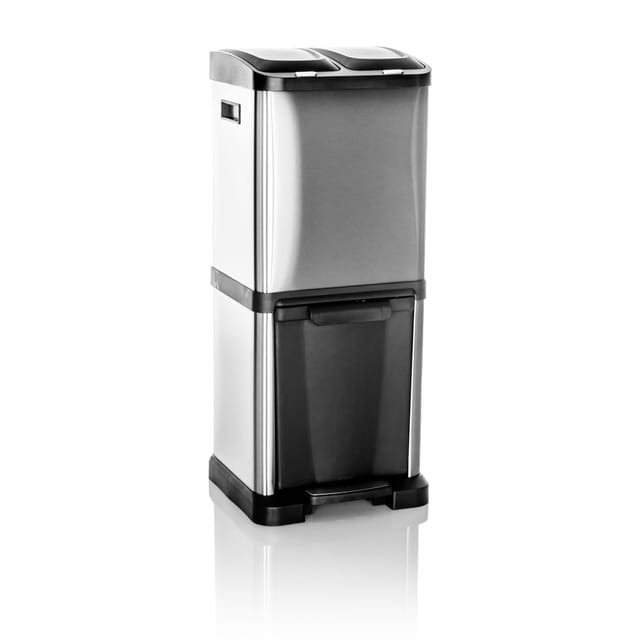Abfallsammler / Mülltrennsystem CLEAN VII 32L (2x8L+16L) Stahl silber hjh OFFICE