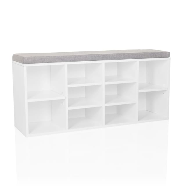 Schuhschrank / Kommode ESTHA 10 103,5x29,5x4 cm 10 Fächer weiß hjh LIVING