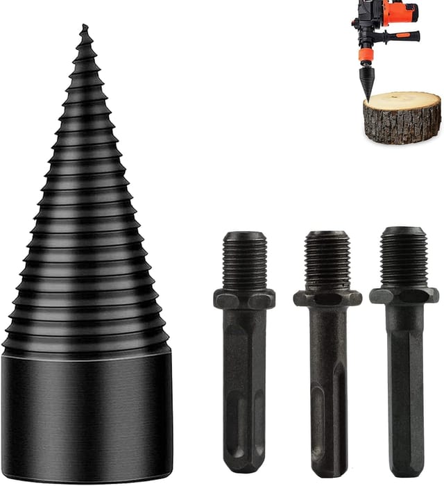 42-mm-holzspaltbohrer, Holzspaltbohrer Für Brennholzbohrer, Spiralbohrer, Kegelspalter Für Den Heimgebrauch Mit 3 Bohrgriffen
