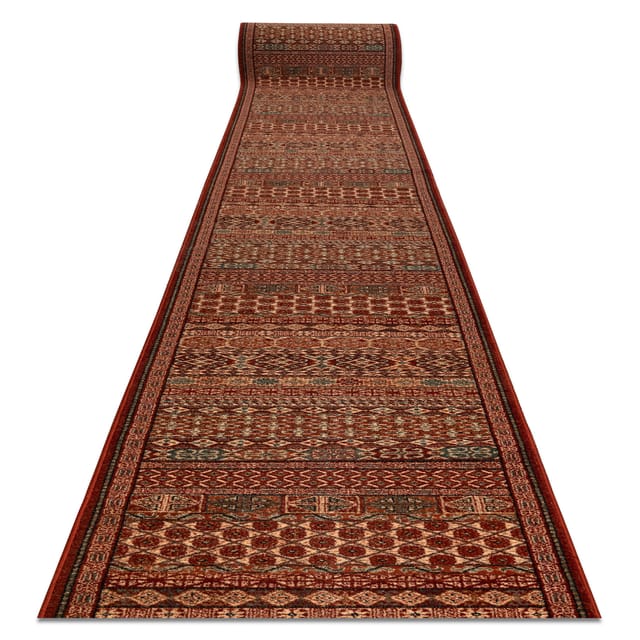 Wolle Läufer KASHQAI 4334/300 orientalisch rotwein / grün 67cm red 67x450 cm