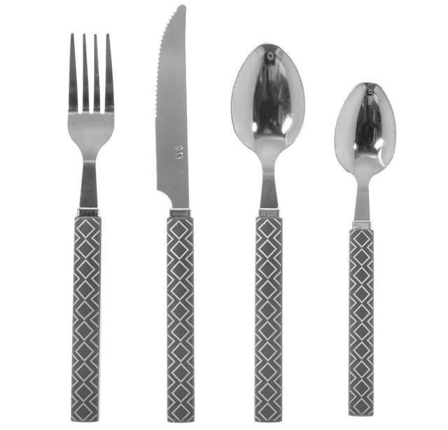 Secret De Gourmet - Geo Besteckset aus Edelstahl mit dekoriertem Griff und Behälter, 24-teilig