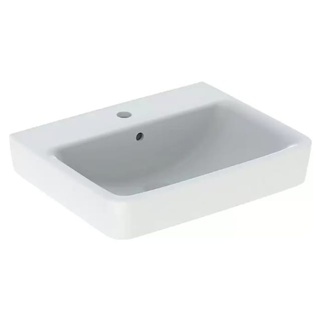 Keramag - Geberit Renova Plan Waschtisch, Breite 55cm, Tiefe 44cm, Hahnloch mittig, Überlauf sichtbar, Weiß
