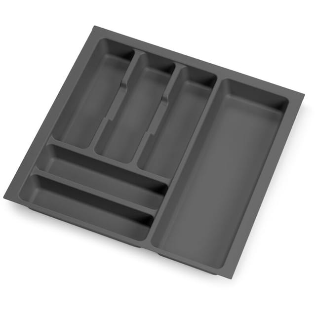Besteckeinsatz Optima Vertex/Concept, Tiefe 500mm, Plattenstärke 16mm, Modul 500mm, Kunststoff, Anthrazitgrau - Emuca