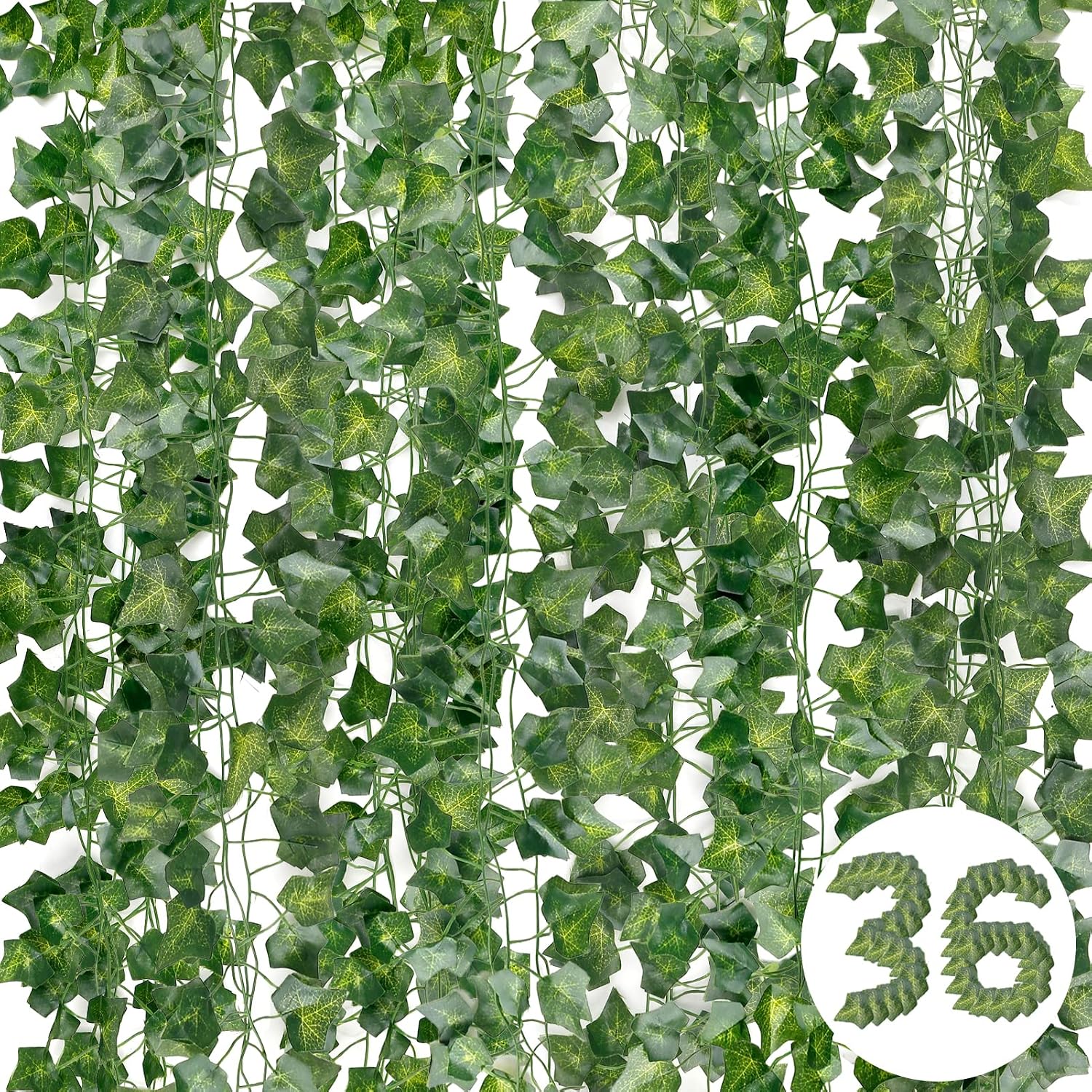 [french Days]36 Pièces Lierre Artificiel, Lierre Artificiel Guirlande, 75.6m Exterieur Faux Lierre, Guirlande Lierre, Guirlande Vigne Décoration Pour Chambre, Cuisine, Jardin, Bureau, Fête, Mariage