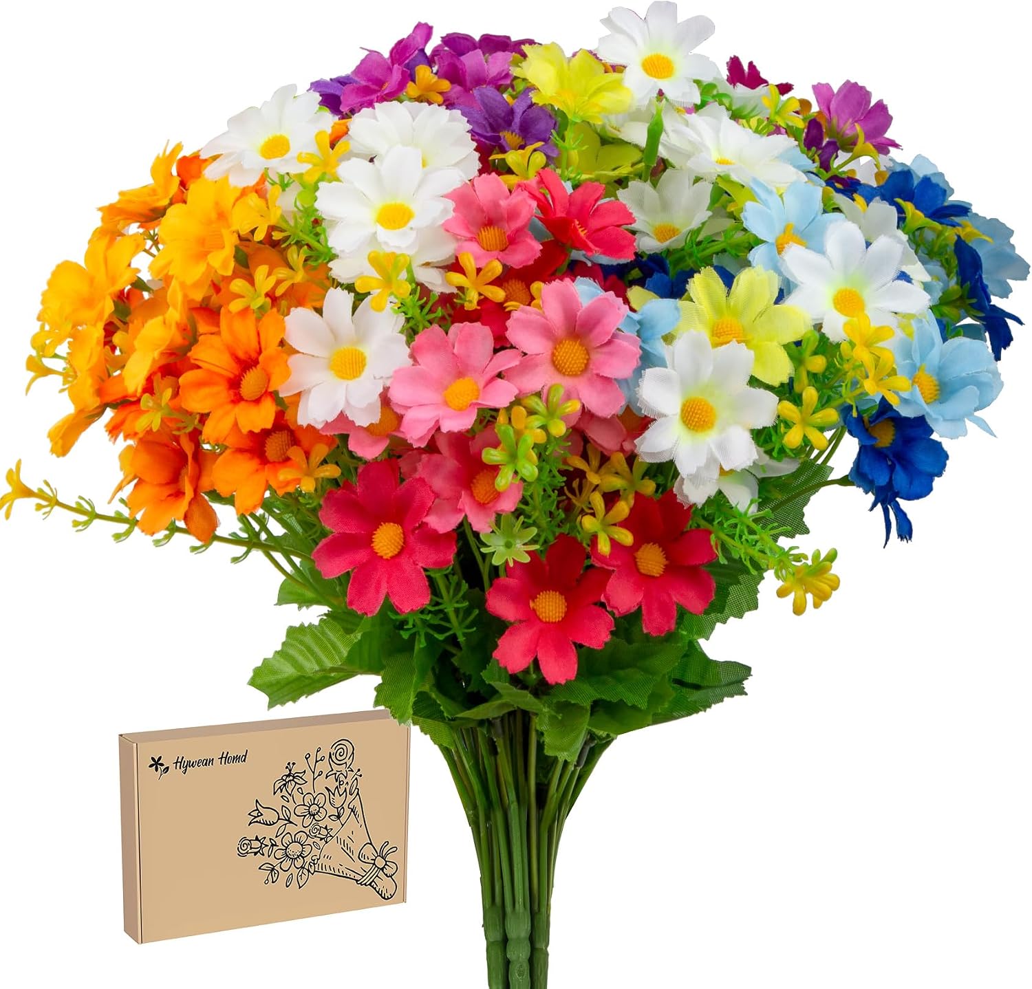[french Days]7 Bouquets Fleurs Artificielles De Marguerite, Fleurs Artificielles Extérieur Sont Belles Et Naturelles, Fleur Artificielle Pour Intérieurs Et Extérieurs, Jardin, Porche, Patio, Fenêtre.