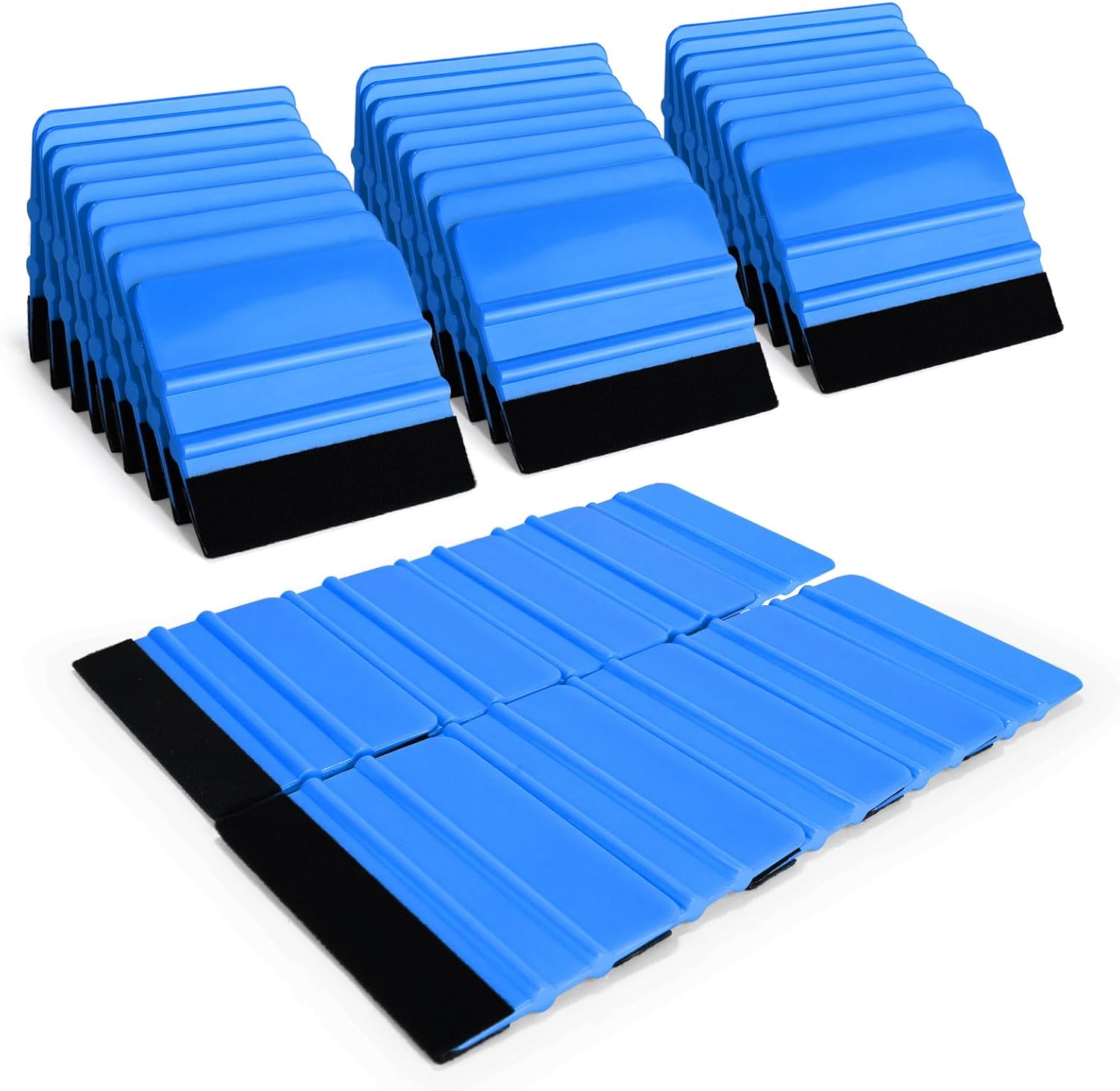 [french Days]50pcs Raclette En Vinyle En Vrac Raclette De Bord En Feutre 4 Pouces Grattoir En Vinyle De Voiture Applicateur De Décalcomanie Outil De Teinte De Fenêtre Avec Bord En Feutre De Tissu Noir