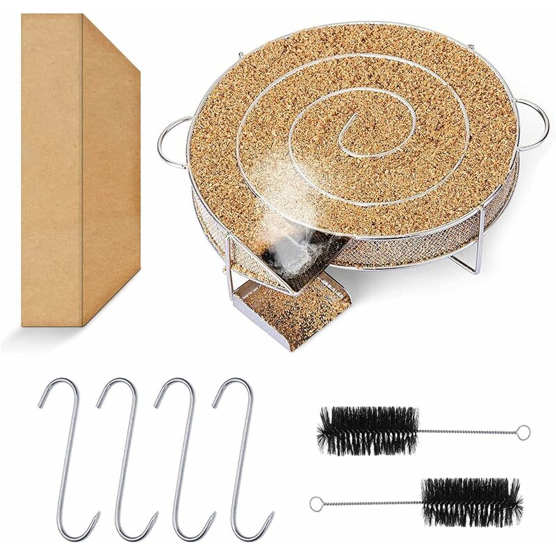 [french Days]générateur De Fumée Froide, Spirale En Acier Inoxydable Fumoir À Froid Pour Gril Bouilloire Fumeur Bbq Boîte De Fumoir De Granule Fumage Viande Poisson Avec 2 Brosse Nettoyage Et 4 Croche