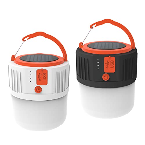 [french Days]lot De 2 Lanternes Solaires Led Pour Extérieur, Rechargeables Par Cable Usb, Imperméable, Avec 5 Modes D’éclairage, Pour Camping, Jardin, Pêche, Chasse, Randonnée, Tente, Urgence [classe