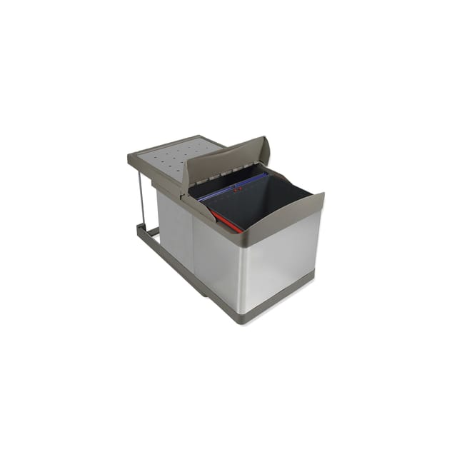 Automatischer verschiebbarer Abfalleimer 2 x 16 l Emuca Edelstahl