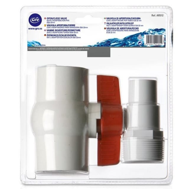Filterventil öffnen/schließen 1/4 Umdrehung + 2 gerillte Endkappen Ø 38mm
