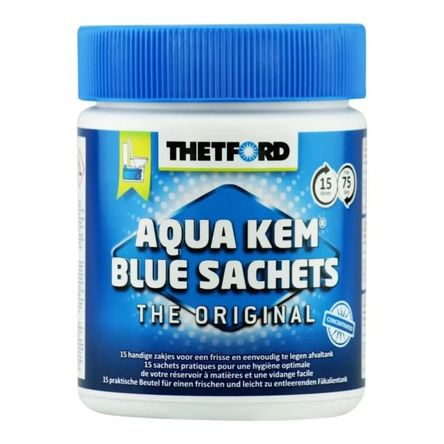 Chemischer WC-Zusatz Aqua Kem Blue, Packung mit 15 Beuteln
