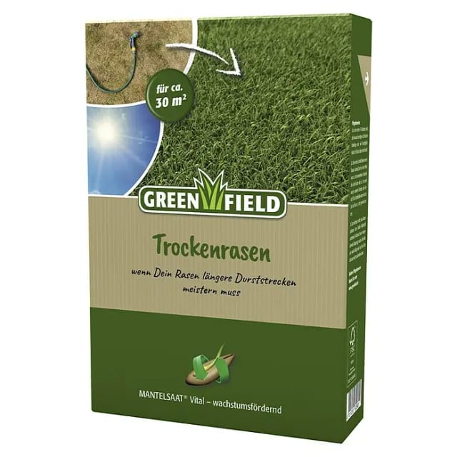 Greenfield Trockenrasen, Mantelsaat Vital - 1 kg Rasensamen für trockene Böden