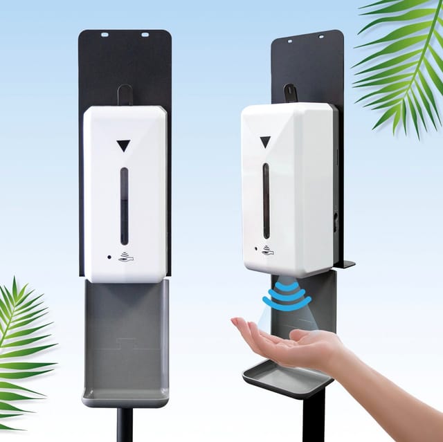 Toolbrothers - kontaktloser automatischer Desinfektionsspender Sensor stehend, 1000ml Tank, höhenverstellbar, Netz- und Batteriebetrieb für