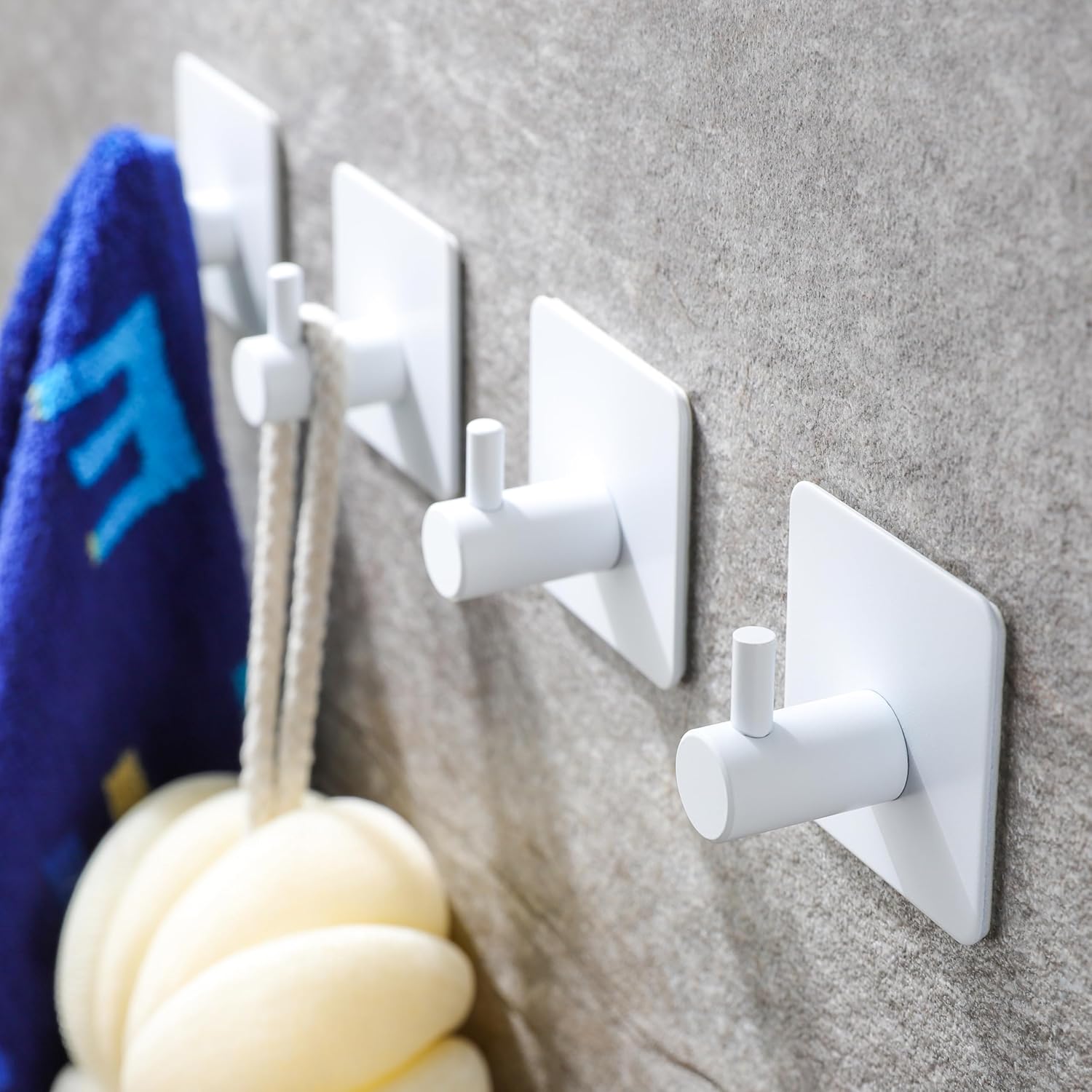 [french Days]crochets Adhésifs – Crochet À Serviette Crochets Muraux Robustes À Coller Pour Suspendre Peignoir/manteau Dans La Salle De Bain, Chambre À Coucher, Acier Inoxydable Sus-304 Blanc 4 Paquet