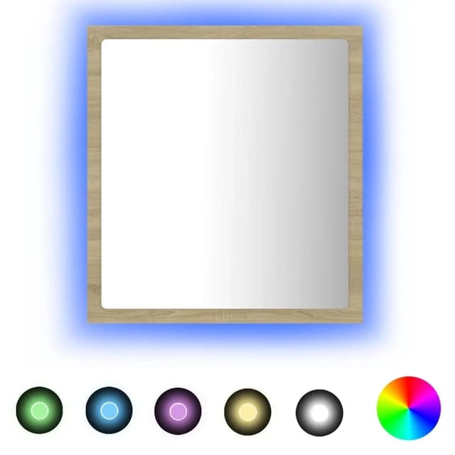 LED-Badspiegel Sonoma-Eiche 40x8,5x37 cm Acryl Vidaxl