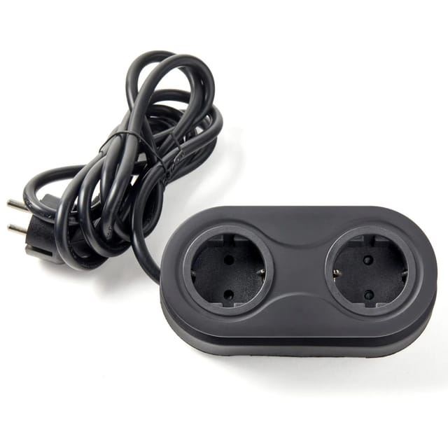 So-tech - Doppel Einbausteckdose oval schwarz mit 2x Schuko