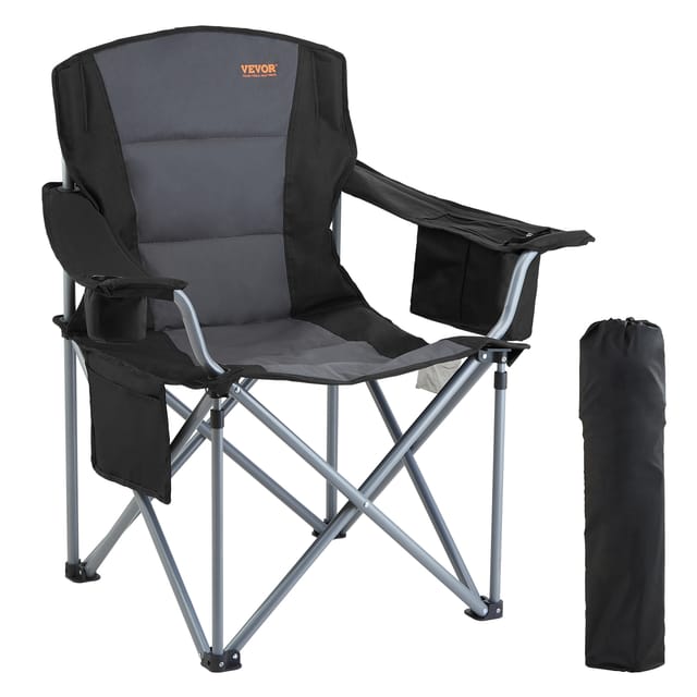 Vevor Faltstuhl Klappstuhl Mit Getränkehaltern & Armlehnen 158 Kg Belastbar, Anglersessel Faltbar Anglerstuhl Faltstuhl Schwarz, Inkl. Tragtasche Camping Stuhl Outdoor Regiestuhl Tragbar
