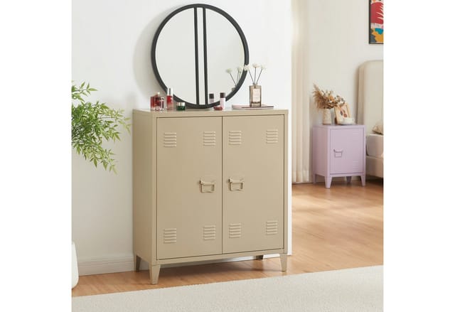 [en.casa] - Metallschrank Oripää 90x80x33 cm Kamelfarben