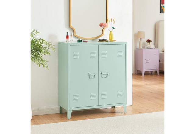 [en.casa] - Metallschrank Oripää 90x80x33 cm Pastellgrün