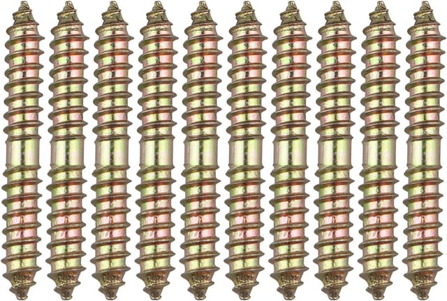 Memkey - 10 Dübel-Möbelbefestigungsschrauben – M8 x 60 mm Doppelkopf – Holz auf Holz