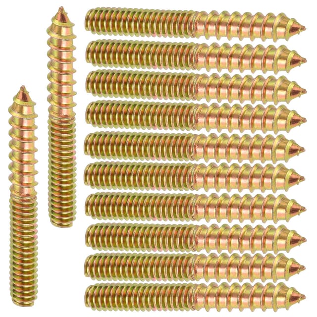 Memkey - 12 Stück Doppelgewindeschrauben, Holzmöbelverbinder, doppelseitiges Gewinde, selbstschneidende Schraube, Stangenbolzen, Dübel,