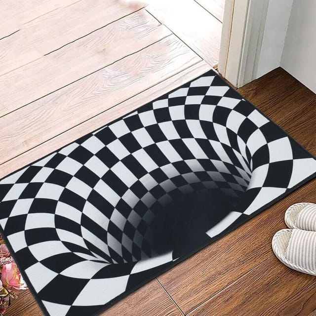 Memkey - Lustige Fußmatte, 40 x 60 cm, 3D, rutschfest, optische Täuschung, für drinnen und draußen, für Küche, Flur, Zuhause
