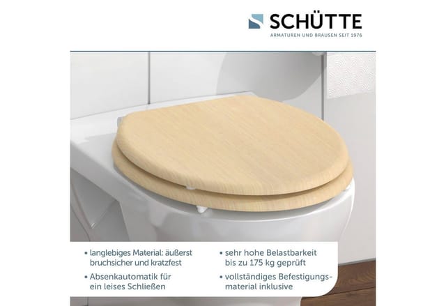 Schütte - mdf WC-Sitz natural wood, mit Absenkautomatik