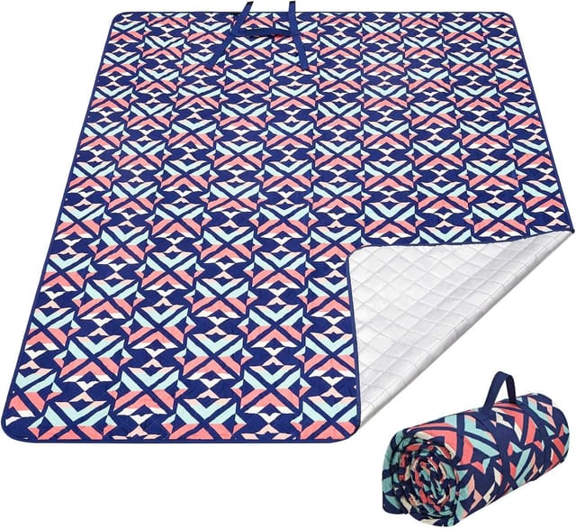 Extra große Picknickdecke, wasserdichte Picknick-Tischdecke, sanddichte Matte, Wärmedämmung, maschinenwaschbar, Unterseite aus Aluminiumfolie, für