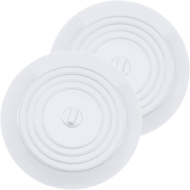 Memkey - Badewannenstopfen, Silikon-Spülbeckenstopfen, 15,2 cm Durchmesser, für Küchen, Badezimmer und Wäscheabflussstopfen (2 Stück, weiß)