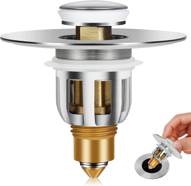 Memkey - Pop-Up-Ablaufstopfen aus Edelstahl, verstopfungssicherer Abflussfilter, Pop-Up-Abflussstopfen für Badewanne, Waschbecken für 26 mm bis 50 mm