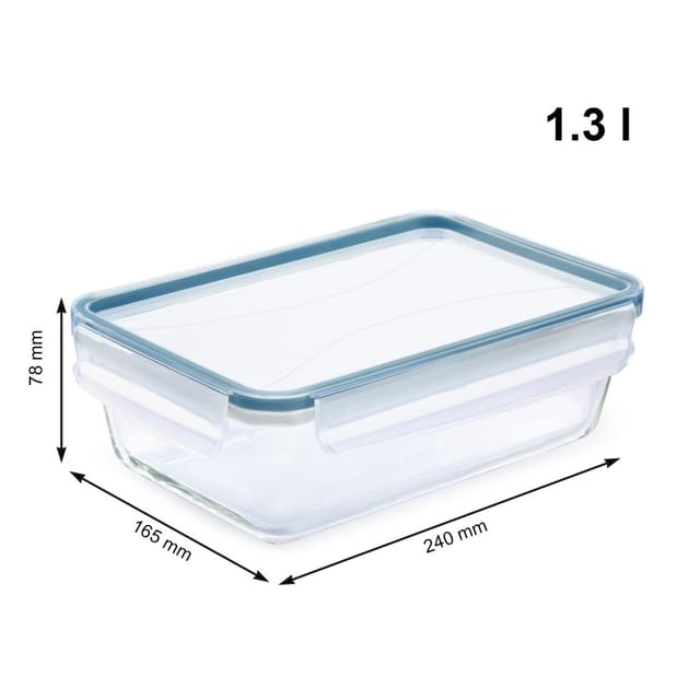 Rotho - Kühlschrankdose Glas clic & lock 1,3 l, 3er Set Vorratsdose