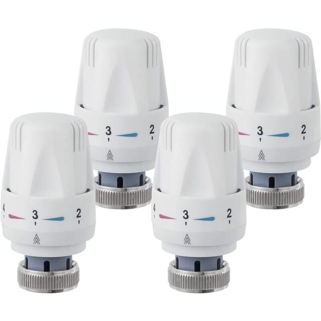 KZQ - 4er-Set Thermostatköpfe, Ersatzkopf für Heizkörperventil m 30 x 1,5, Thermostat-Heizkörperventil