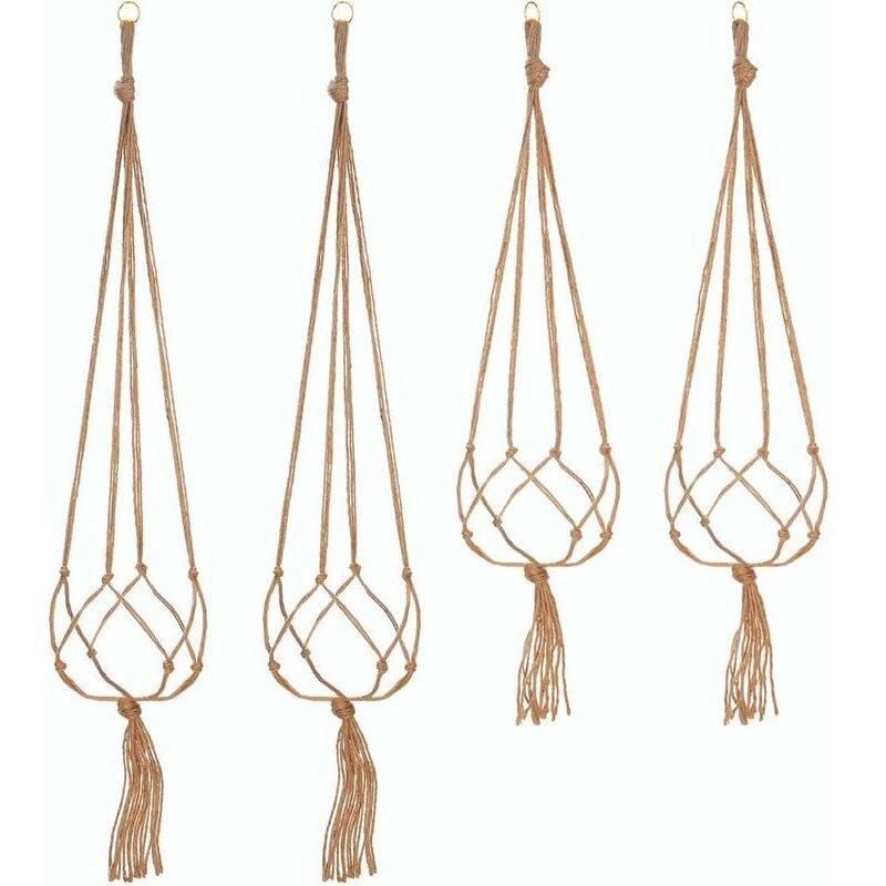 4er-Set Hängeseil-Pflanzen-Makramee-Topfhalter zum Aufhängen von Pflanzenaufhängern für drinnen und draußen, Gartendekoration mit – 2 Stück 105 cm