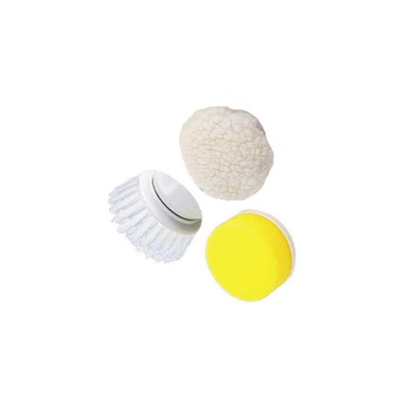Zubehörset zur Verwendung mit GyroScrub, enthält Bürste, Schwamm und Politur.