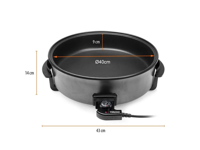 Elektrische Multipfanne XXL Ø40cm, 7,5L, 1500Watt, Pizzapfanne mit Glasdeckel