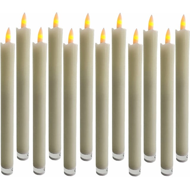 Spetebo - led Stabkerze creme 25 cm - 12er Set - Kerze flackernd Batterie betrieben