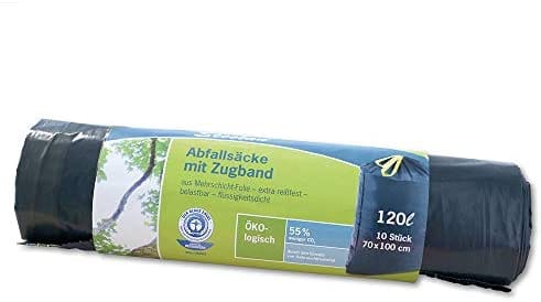 Secolan - Müllsack 70 x 100+5 cm (b x h) 35µm 120l Polyethylen 100 % recycelt schwarz 10 St./Pack.