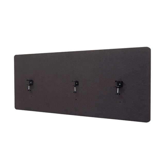 Akustik-Tischtrennwand HHG 943, Büro-Sichtschutz Schreibtisch Pinnwand, doppelwandig Stoff/Textil 60x160cm braun-grau