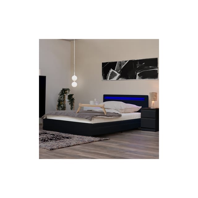 Home Deluxe - led Bett mit Schubladen nube Farbe: Schwarz, Größe: 180 x 200 cm
