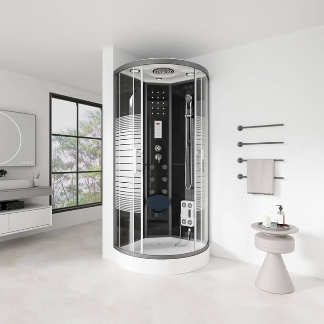 Duschkabine black pearl mit Regendusche Farbe: Schwarz, Größe: 90 x 90 cm Dusche Duschkabine Duschtempel Duschabtrennung - Home Deluxe