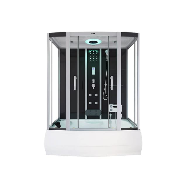 Dampfdusche mit Whirlpoolfunktion und LED-Beleuchtung diamond - 170 x 90 cm Schwarz Dampfdusche Duschkabine Duschtempel Dampfsauna - Home Deluxe