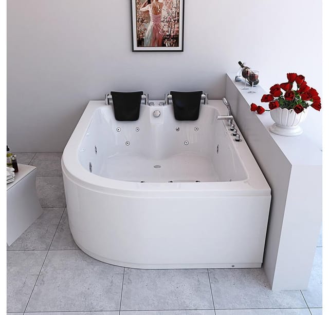Home Deluxe - Indoor Whirlpool für 2 Personen blue ocean xl Ausrichtung: Rechts, Größe: 180 x 120 cm Whirlpool Badewanne Eckbadewanne Wanne