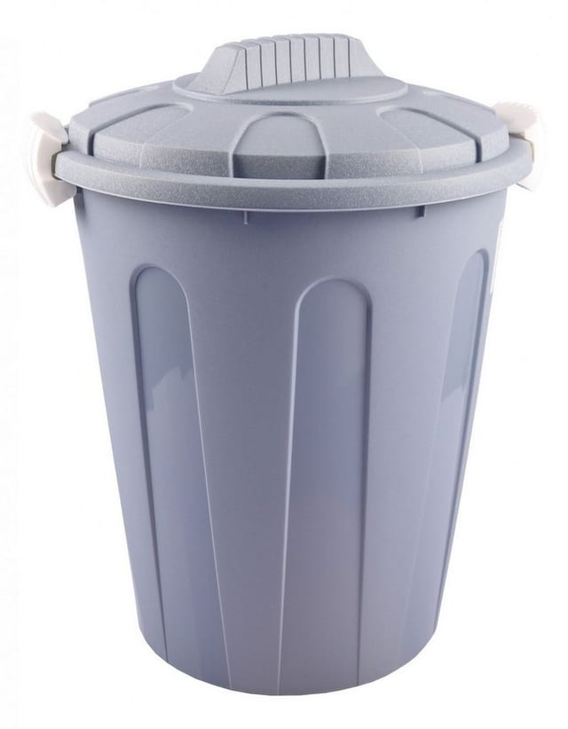 Abfalleimer 40l Aus Robustem Kunststoff - Praktischer Mülleimer Mit Abnehmbarem Deckel - Vielseitiger Müllbehälter Für Haushalt, Garten & Werkstatt - Hygienisch & Pflegeleicht Ø39x59 Cm - Hellgrau