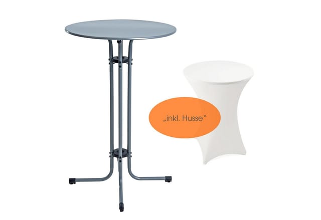 Stehtisch Bistrotisch Tisch Garten Partytisch Gartentisch Set Ø70 cm inkl. Husse Grau