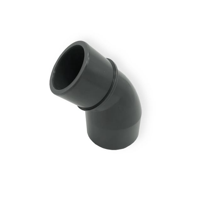 Mega Winkel 45° PVC-U 40/50 mm x 50 mm Klebemuffe/Klebestutzen x Klebemuffe 10 bar, grau