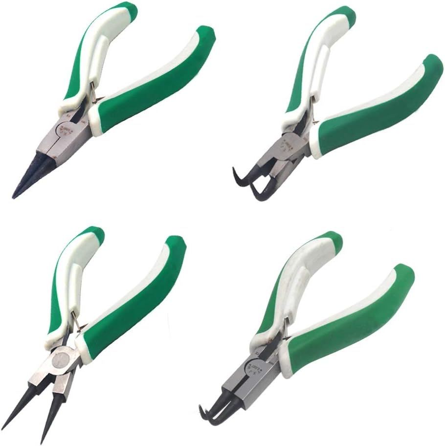 [french Days]ensemble De 4 Mini Pinces À Circlips Pour Circlips Externes/internes Robustes Avec Machoire Droite/courbée Pour La Retenue Du Dissolvant D'Anneau