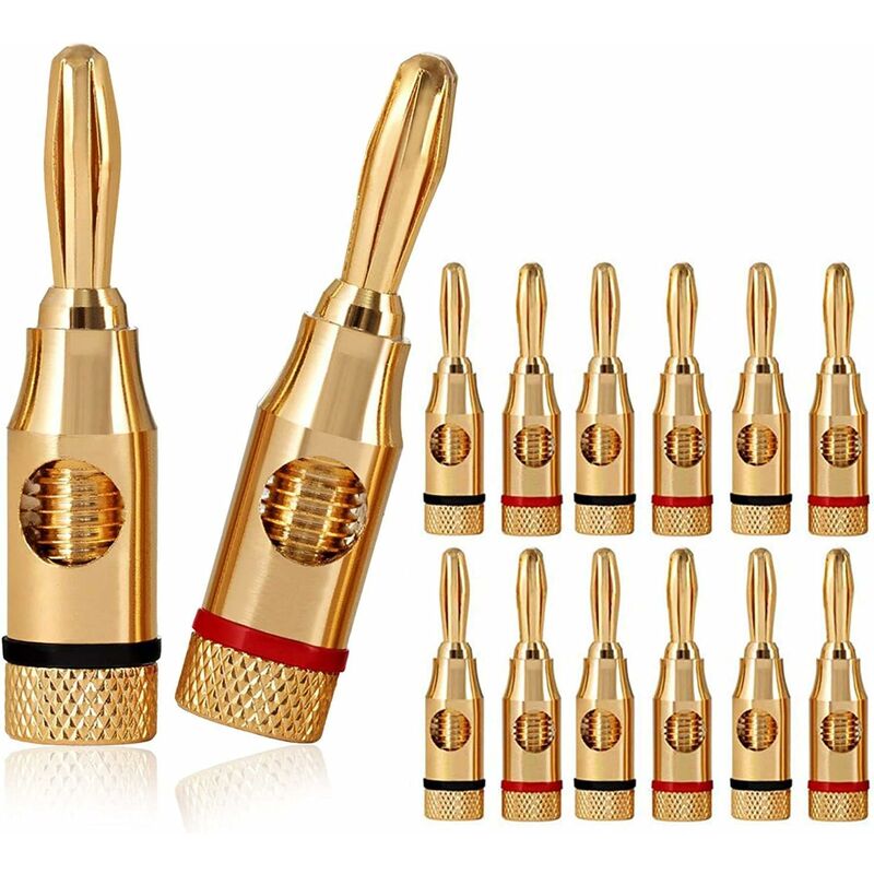 [french Days]12pcs Fiches Bananes,premium 24k Connecteur Plaqué Or Pour Hifi Haut-parleur,câble Enceinte,home Cinema,speaker Cable